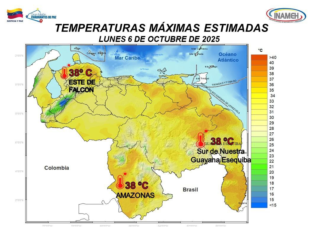 Clima hoy 6 de octubre de 2025 en Venezuela