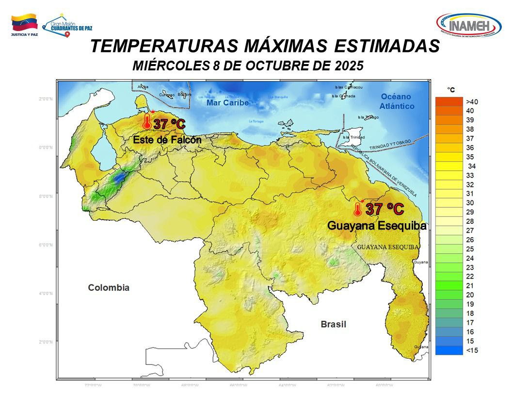 Clima hoy 8 de octubre de 2025 en Venezuela