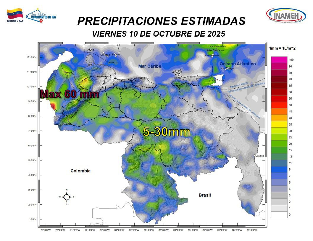 Pronóstico del tiempo hoy 10 de octubre de 2025