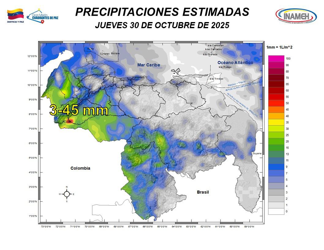 Pronóstico del tiempo hoy 30 de octubre de 2025