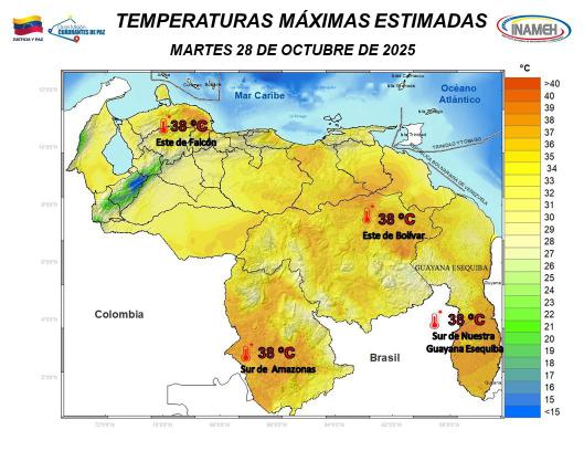 Clima hoy 28 de octubre de 2025 en Venezuela