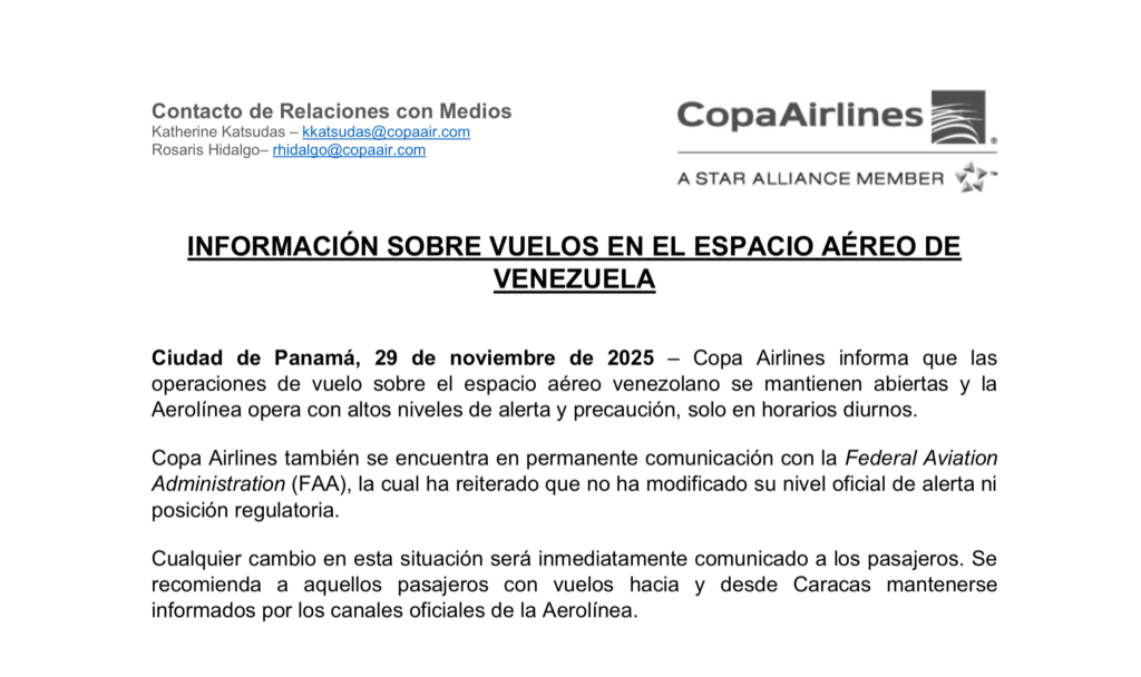 Aerolíneas internacionales mantienen vuelos a Venezuela