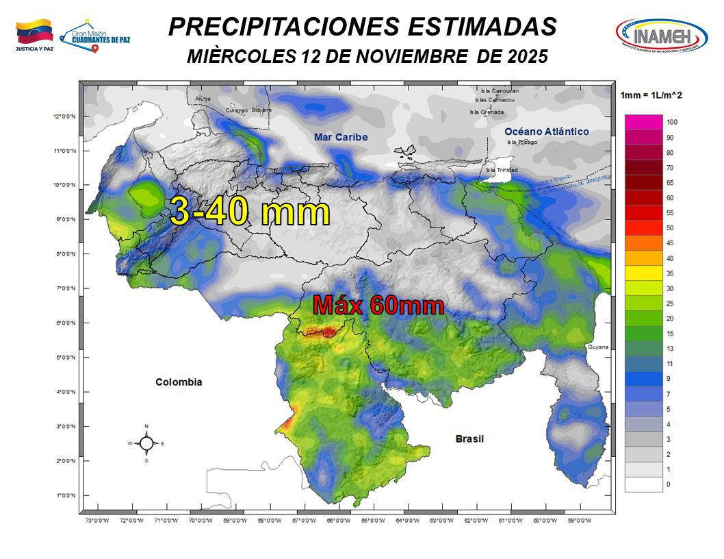 Clima hoy 12 de noviembre de 2025 en Venezuela