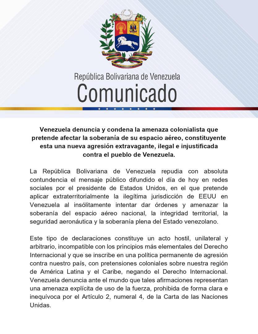 Gobierno nacional denunció amenaza de Estados Unidos