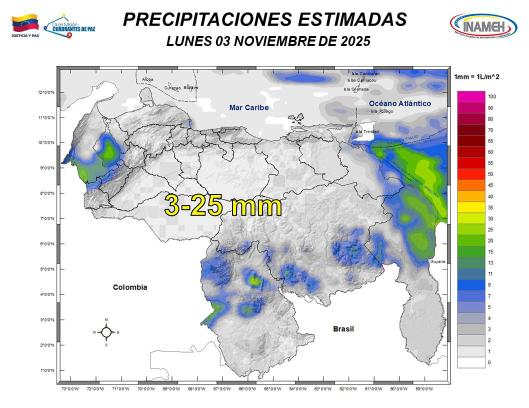 Clima hoy 3 de noviembre de 2025