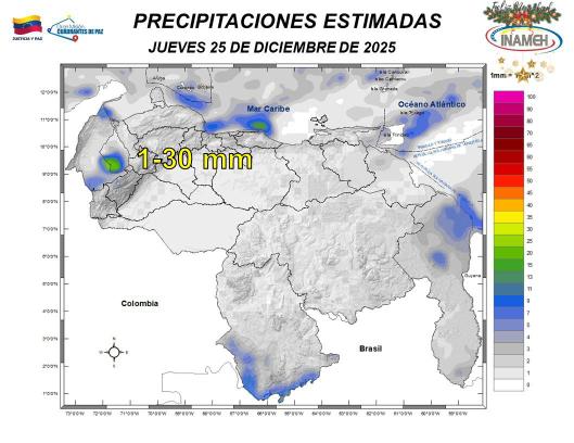 Clima hoy 25 de diciembre de 2025