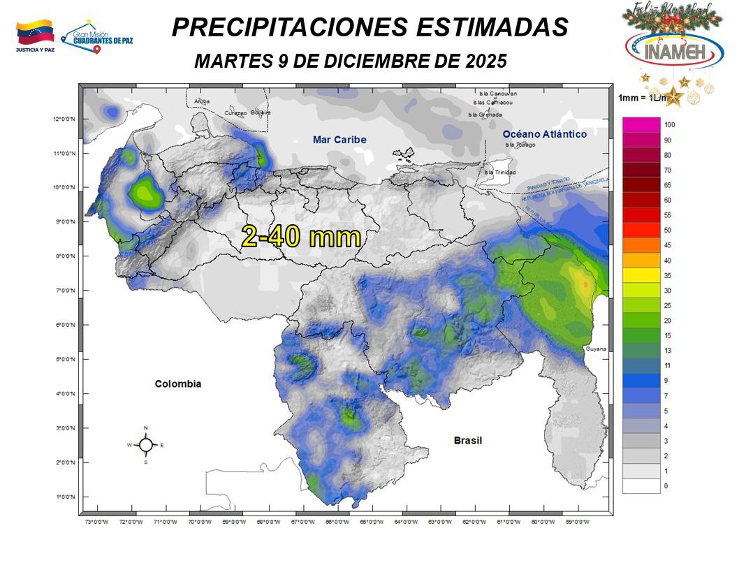 Clima hoy 9 de diciembre en Venezuela