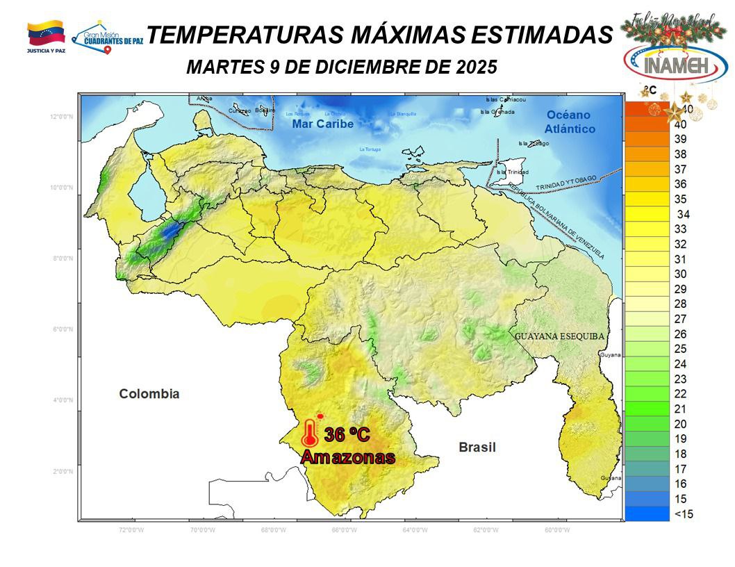 Clima hoy 9 de diciembre en Venezuela
