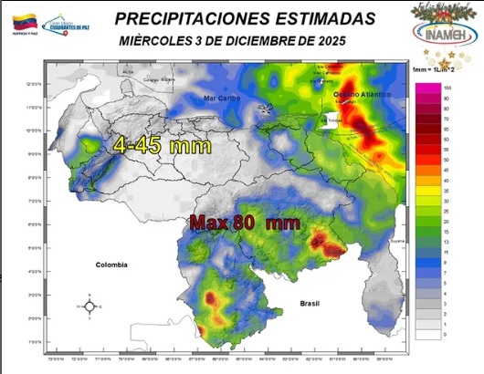 Clima hoy 3 de diciembre de 2025 en Venezuela