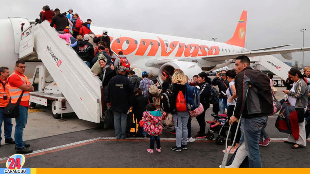 Vuelo de migrantes venezolanos desde Estados Unidos
