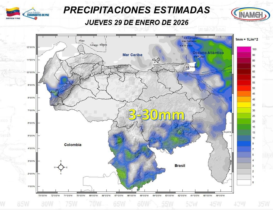 Clima para hoy 29 de enero de 2026 