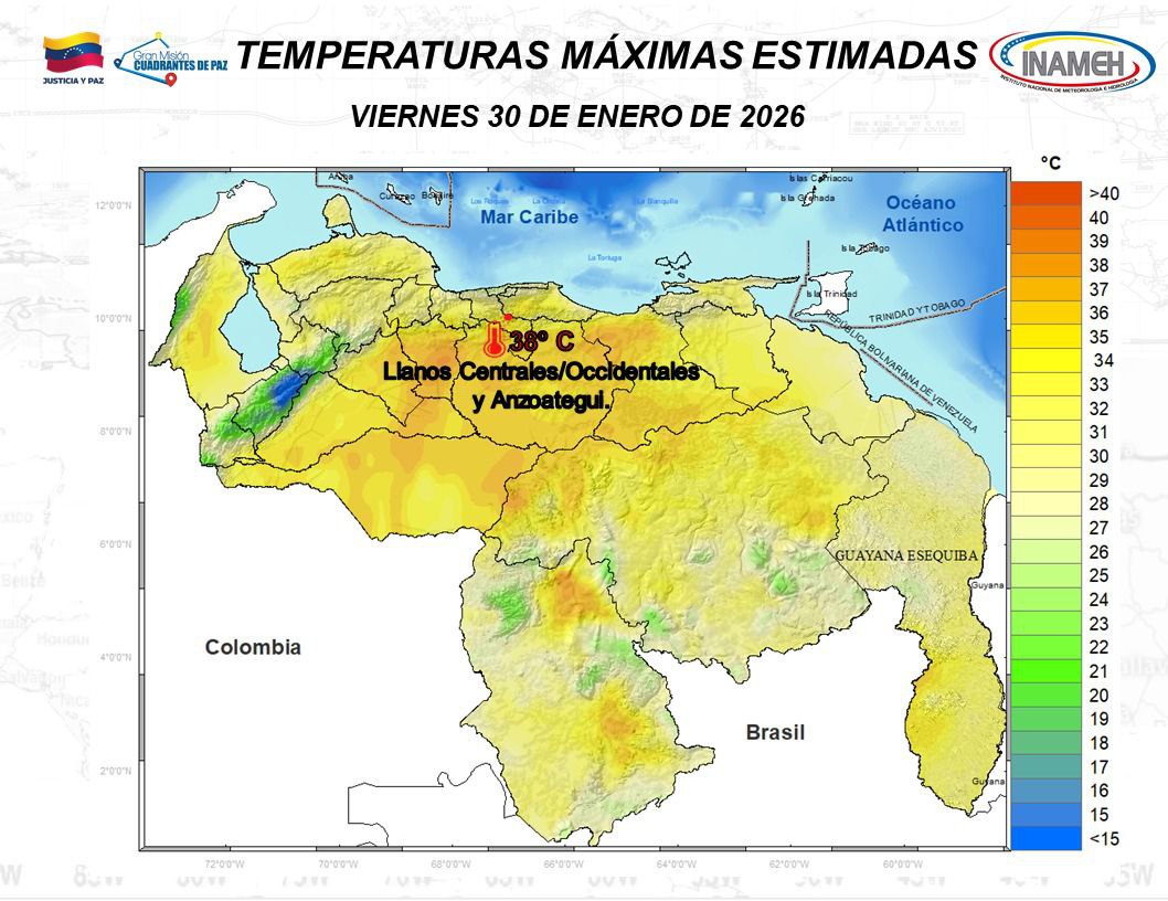 Clima hoy 30 de enero de 2026 en Venezuela