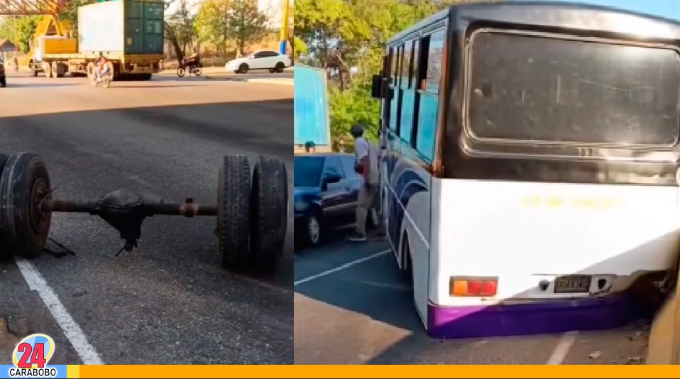 Unidad de transporte largó la suspensión trasera en La Quizanda