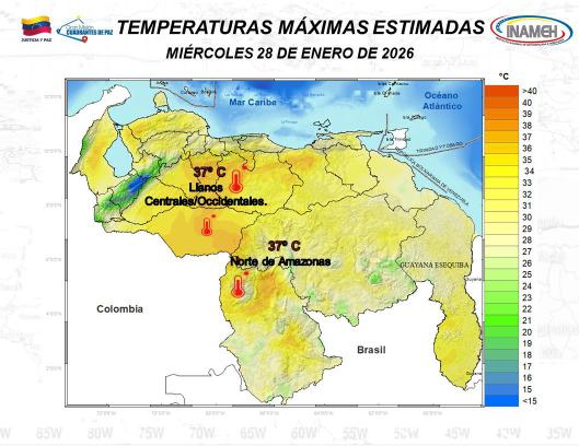 Clima para hoy 28 de enero de 2026 en Venezuela