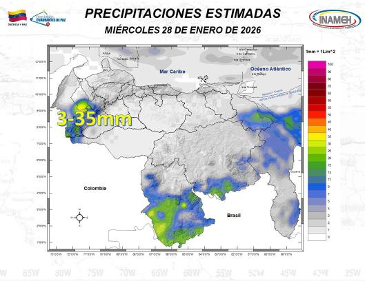 Clima para hoy 28 de enero de 2026 en Venezuela