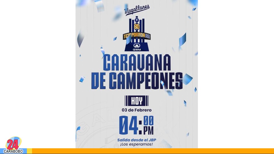 La Gran Caravana de Campeones de los Navegantes del Magallanes será hoy desde las 4:00 de la tarde en el estadio José Bernardo Pérez. Los nuevos
