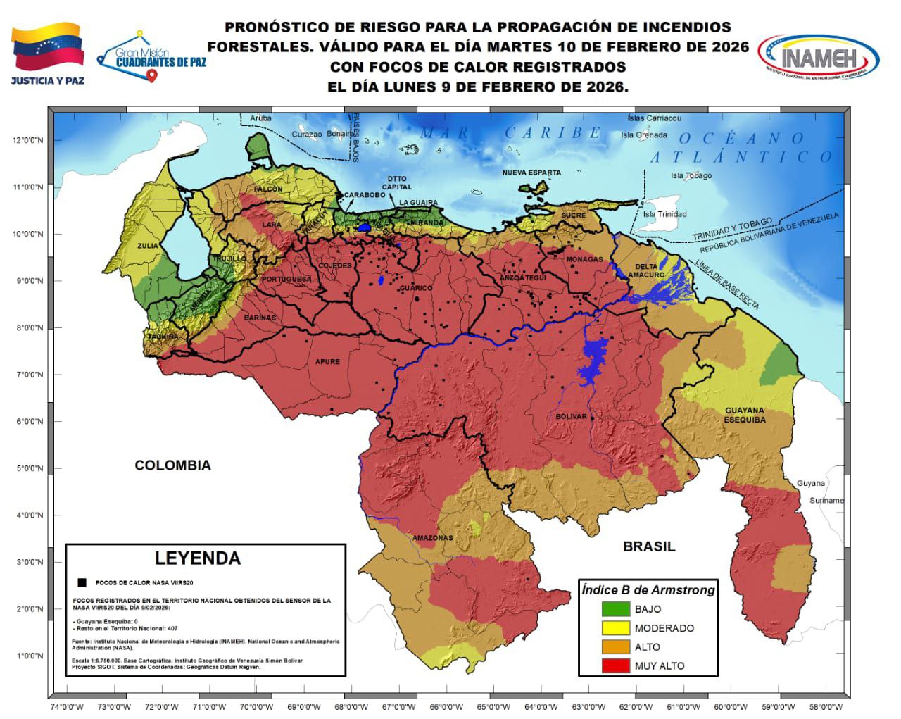 Clima hoy 10 de febrero de 2026 en Venezuela 