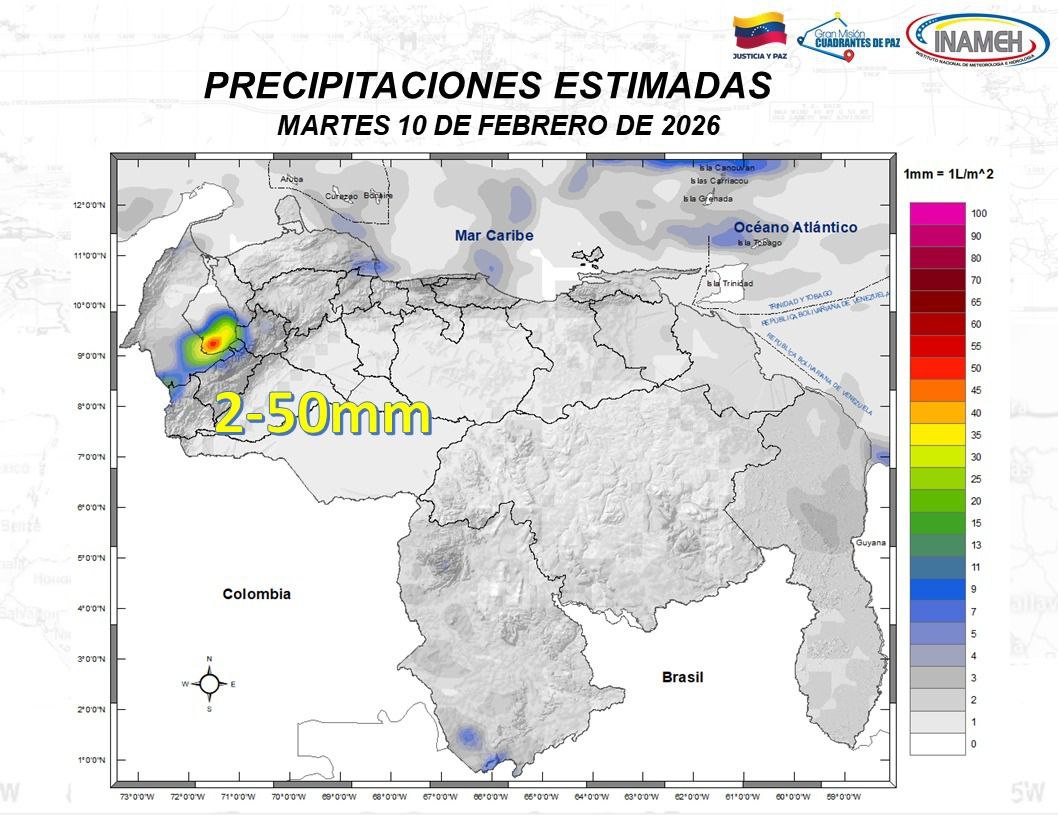 Clima hoy 10 de febrero de 2026 en Venezuela 