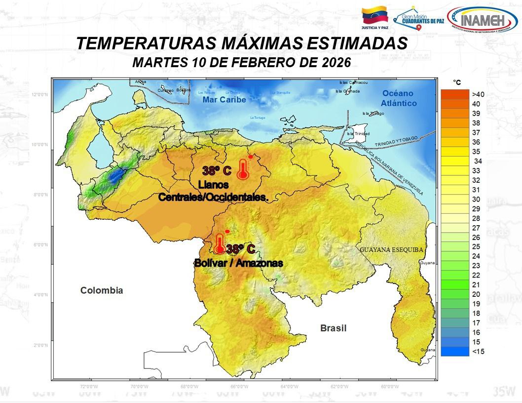 Clima hoy 10 de febrero de 2026 en Venezuela 