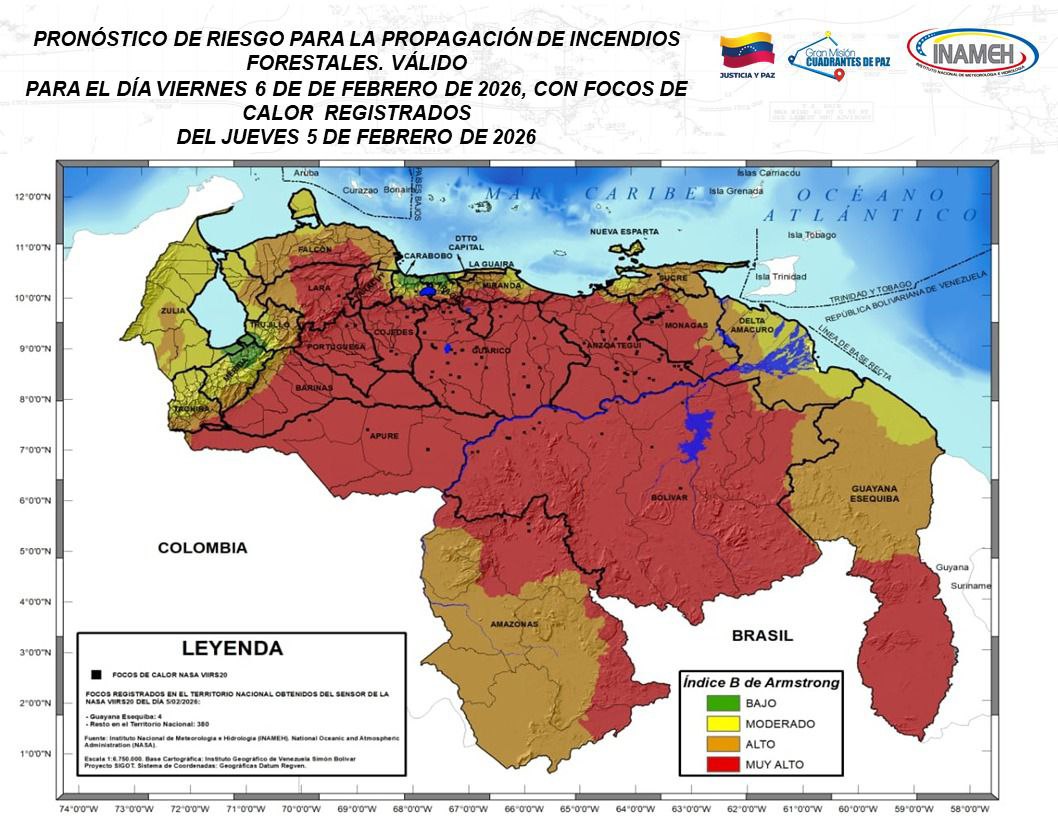 Clima hoy 6 de febrero de 2026 en Venezuela