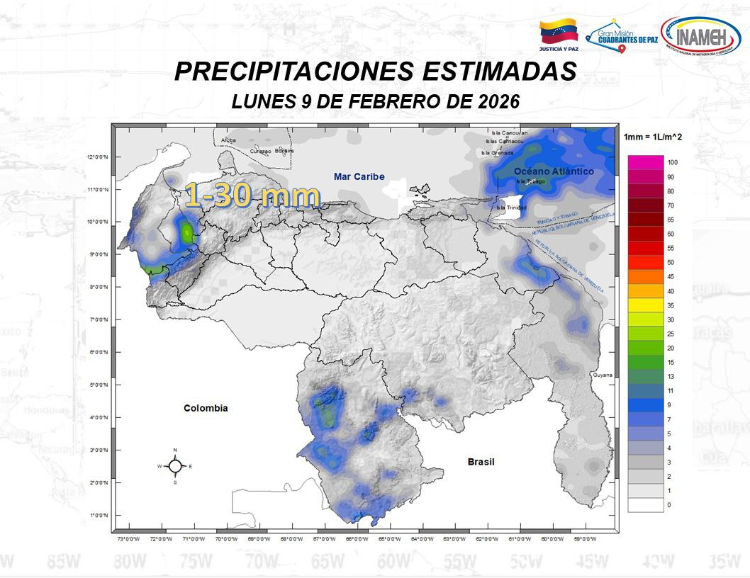 Clima hoy unes 9 de febrero de 2026