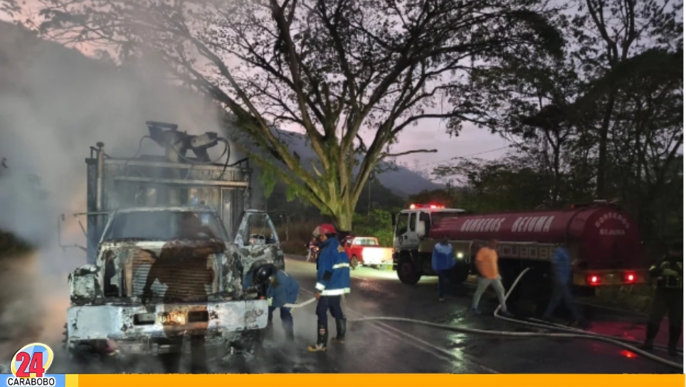 Incendio vehículo de carga Bejuma (1)