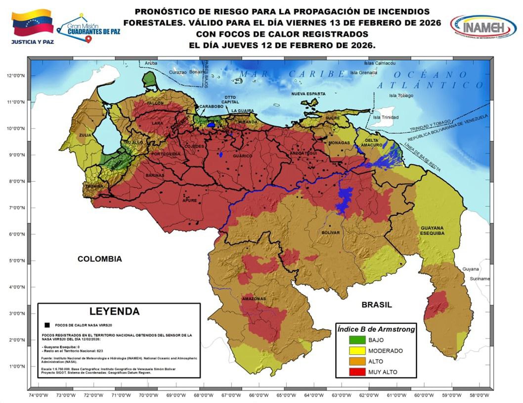 Situación del clima hoy 13 de febrero de 2026