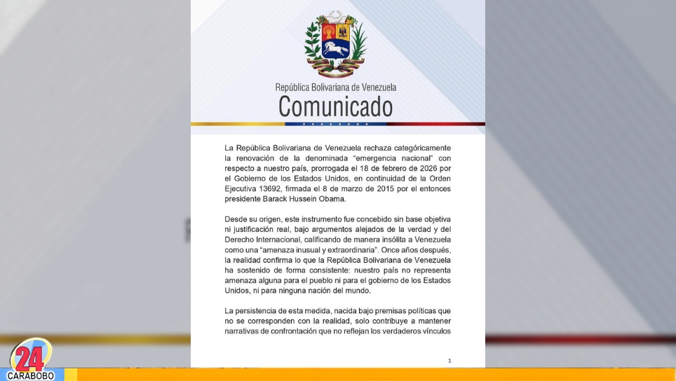 Venezuela rechaza emergencia nacional