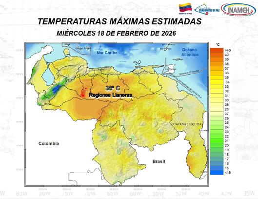 Clima hoy 18 de febrero en Venezuela 
