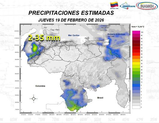 Estado del tiempo hoy 19 de febrero de 2026