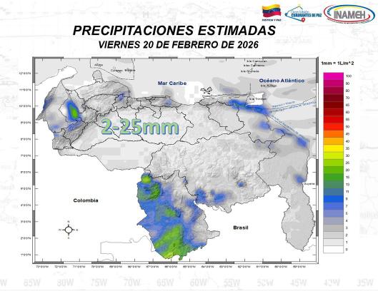 Estado del tiempo hoy 20 de febrero en Venezuela según el INAMEH