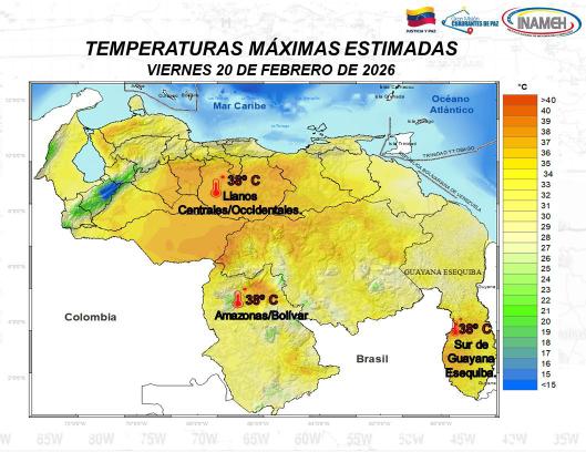 Estado del tiempo hoy 20 de febrero en Venezuela según el INAMEH
