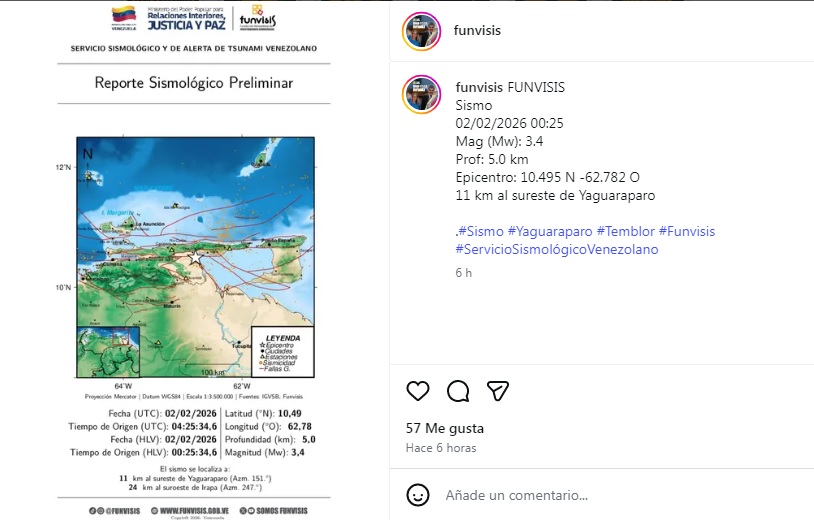 Dos temblores en el estado Sucre