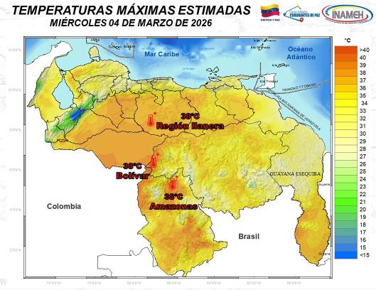 Estado del tiempo hoy 4 de marzo en Venezuela