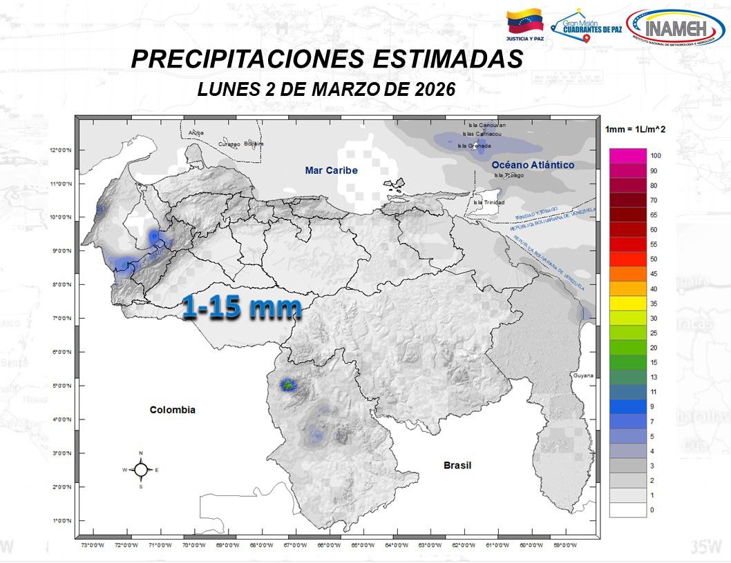 Boletín del INAMEH hoy 2 de marzo de 2026