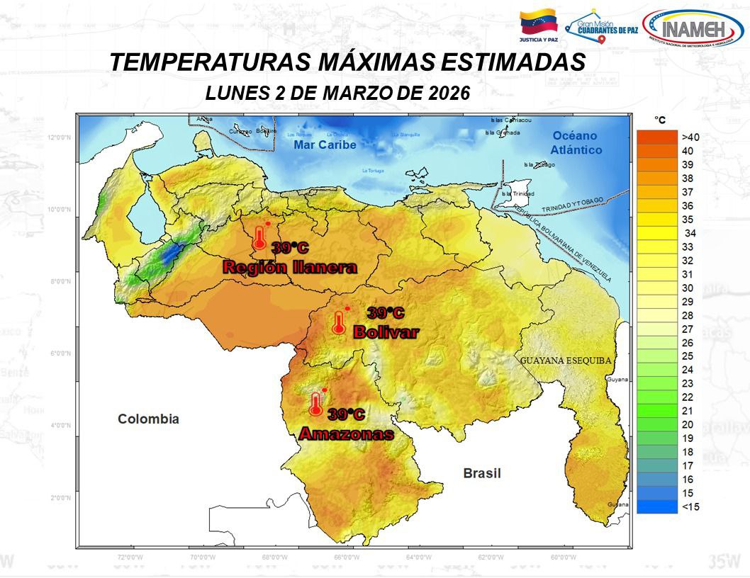 Boletín del INAMEH hoy 2 de marzo de 2026