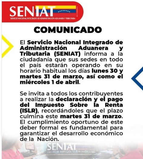 Seniat en Semana Santa 2026