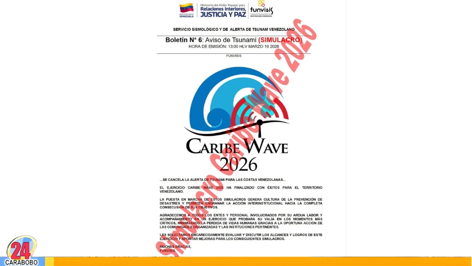 Simulacro Caribe Wave 2026