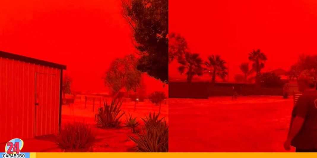 cielo rojo sangre en Australia