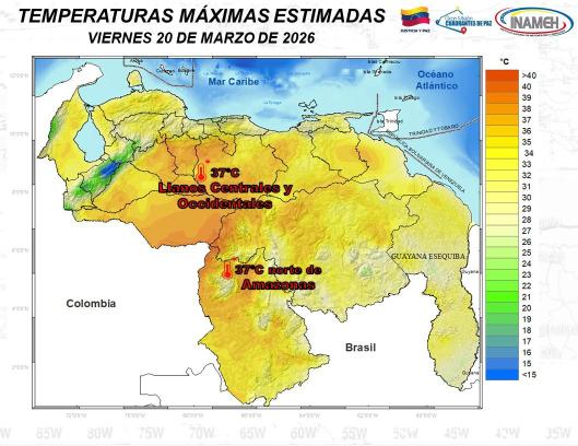 Clima hoy 20 de marzo en Venezuela