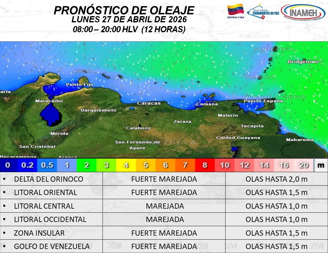 tiempo en Venezuela hoy 27 de abril de 2026