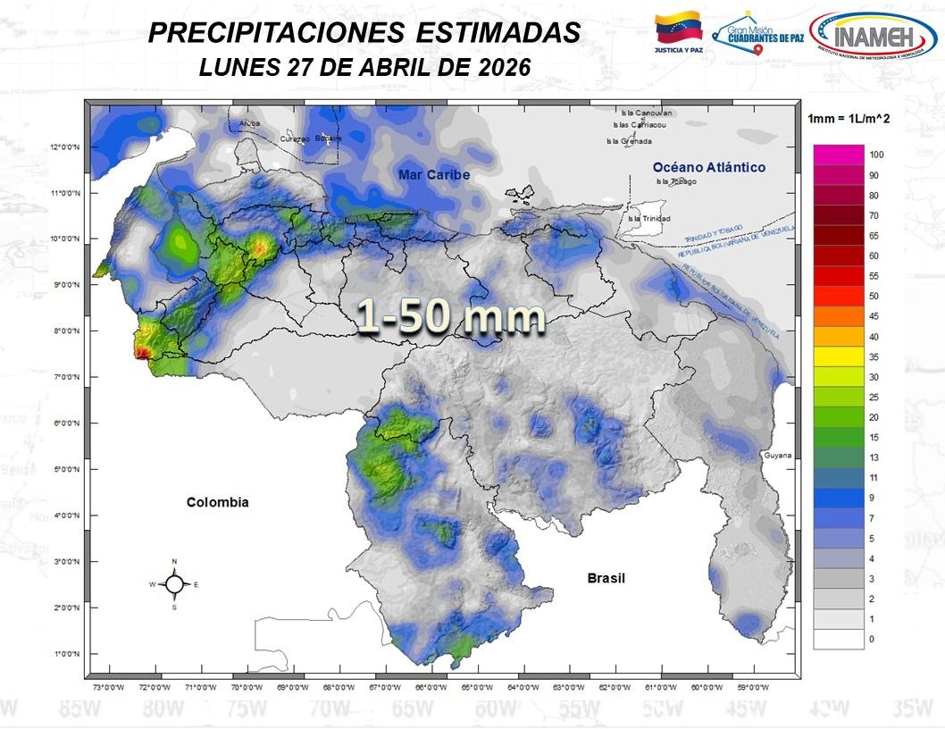 tiempo en Venezuela hoy 27 de abril de 2026