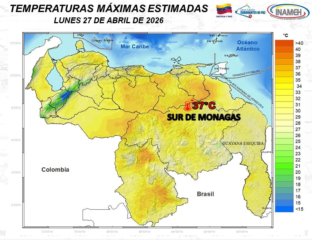 tiempo en Venezuela hoy 27 de abril de 2026
