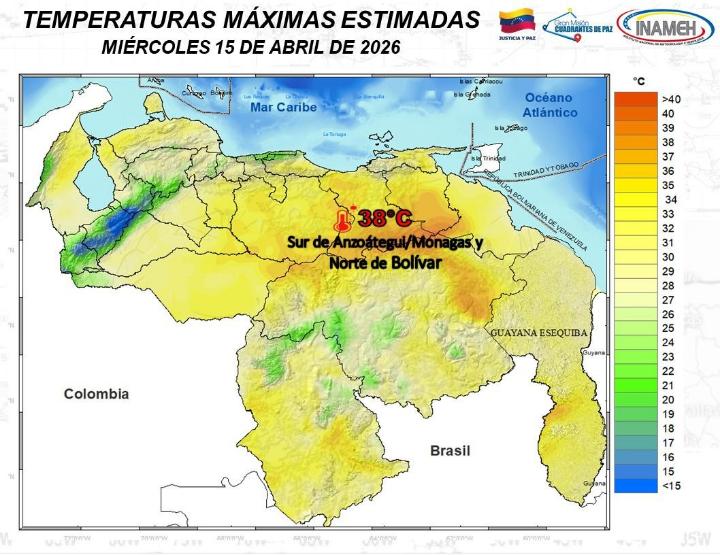 Clima hoy 15 de abril de 2026 en Venezuela