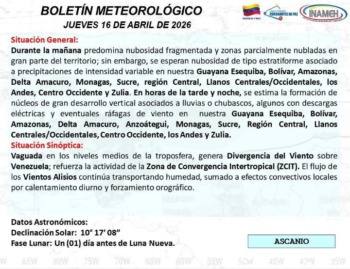 Situación del tiempo hoy 16 de abril de 2026