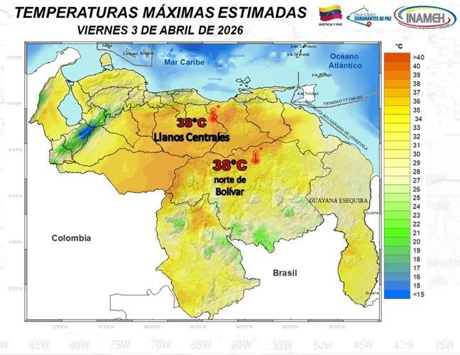 Boletín del tiempo hoy 3 de abril de 2026 en Venezuela
