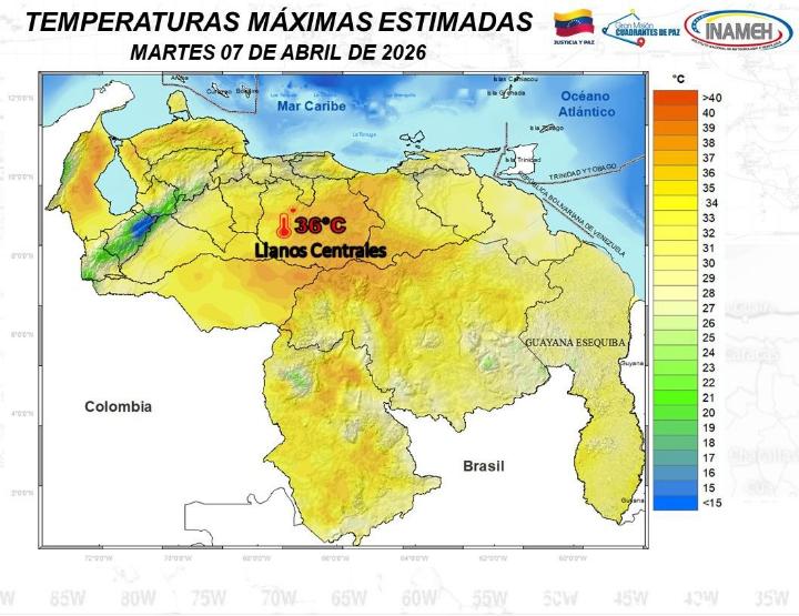 Estado del tiempo hoy 7 de abril de 2026 en Venezuela