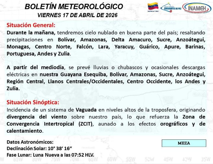 Estado del tiempo hoy 17 de abril de 2026