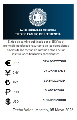 dólar BCV hoy 5 de mayo de 2026