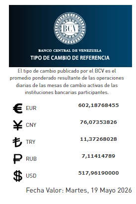 dólar BCV hoy 19 de mayo de 2026